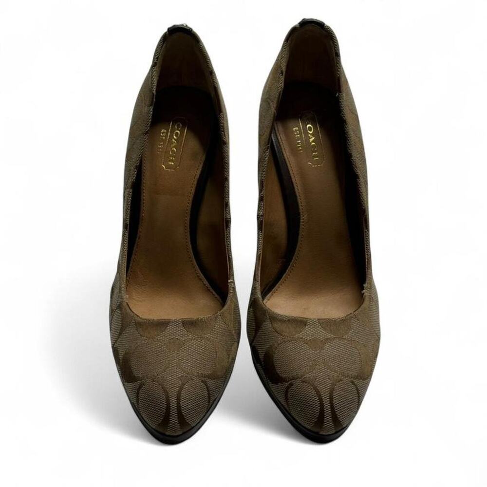 Coach Caya Signature Jacquard Logo  Pumps brown heels with signature logo size 7 - Picture 8 of 8